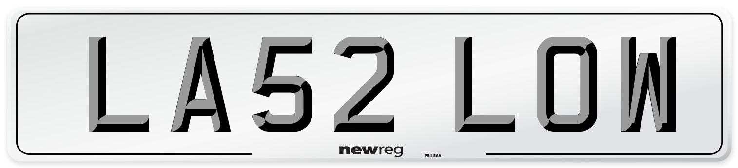 LA52 LOW Number Plate from New Reg
